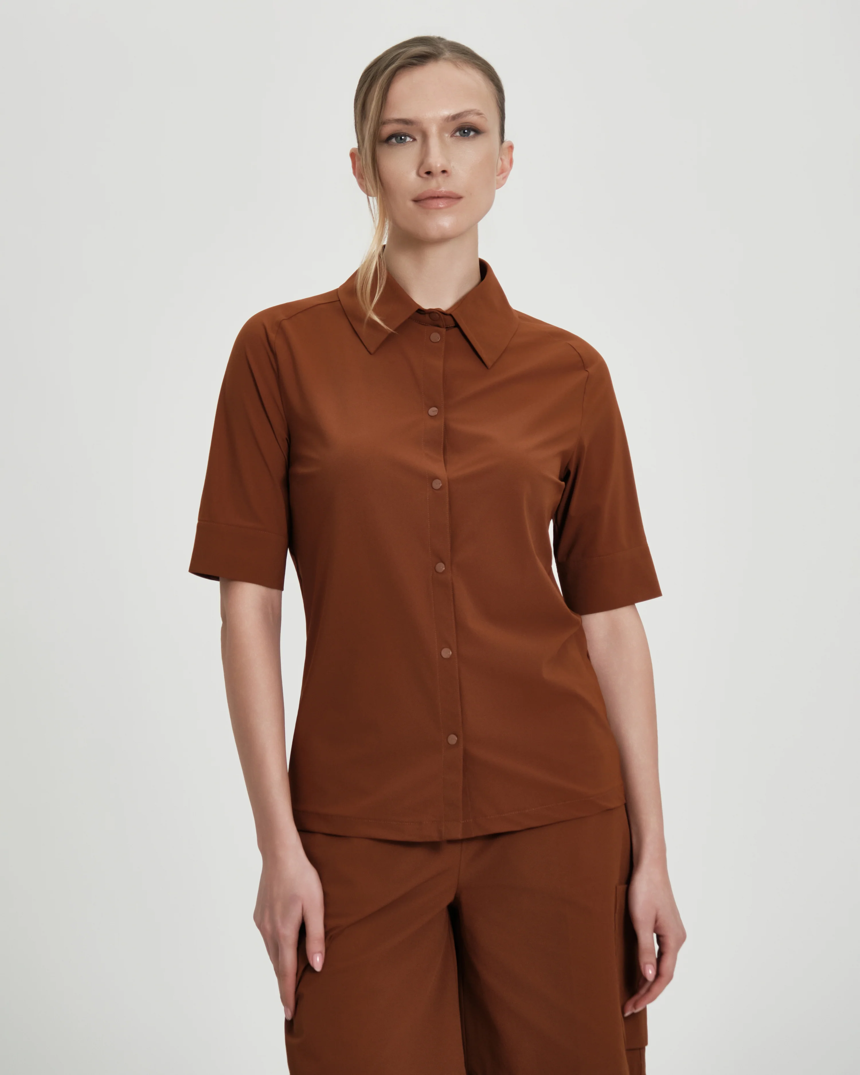 Camicia donna SUNS Bauxite in tessuto effetto cupro - Image 9